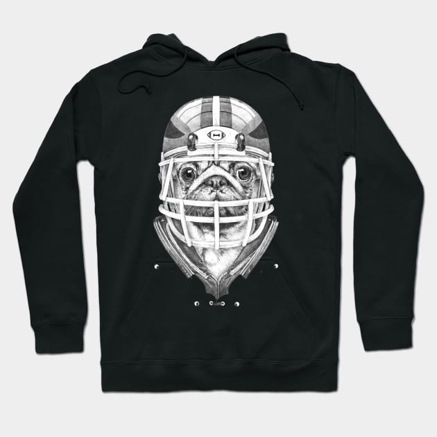 American Pug Football Hoodie by ronnkools